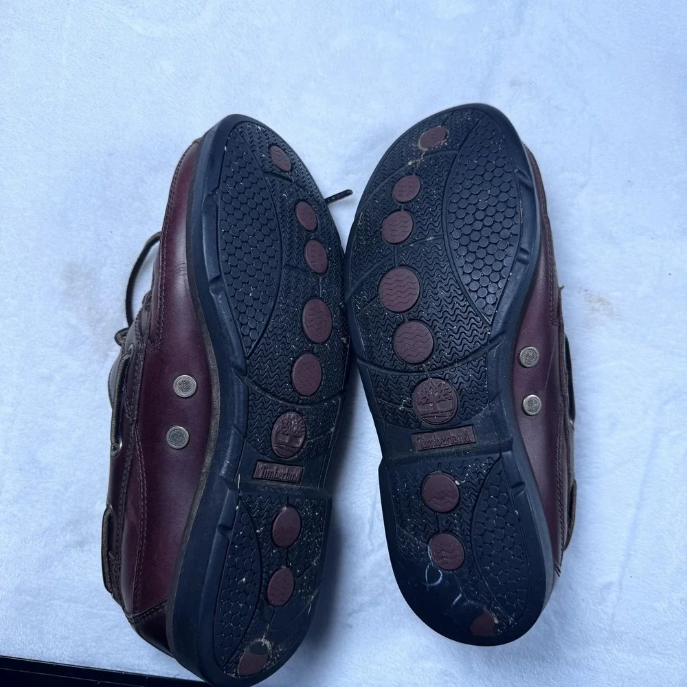 Timberland Boat Shoes Mens Size‎ 10 Burgundy Leather 2-Eye Deck Moc Gripstick